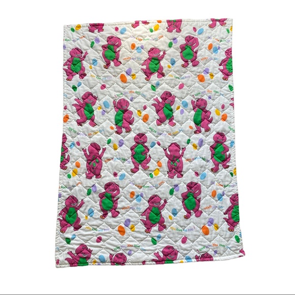 barney Bedding Vintage Rare Barney The Dinosaur Baby Quilt Poshmark